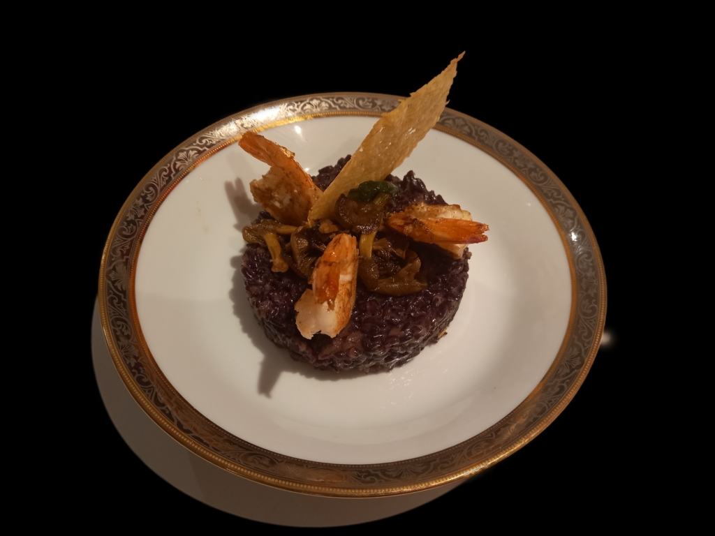 Risotto De Riz Noir Gambas Cajun Girolles Rachel Bazin